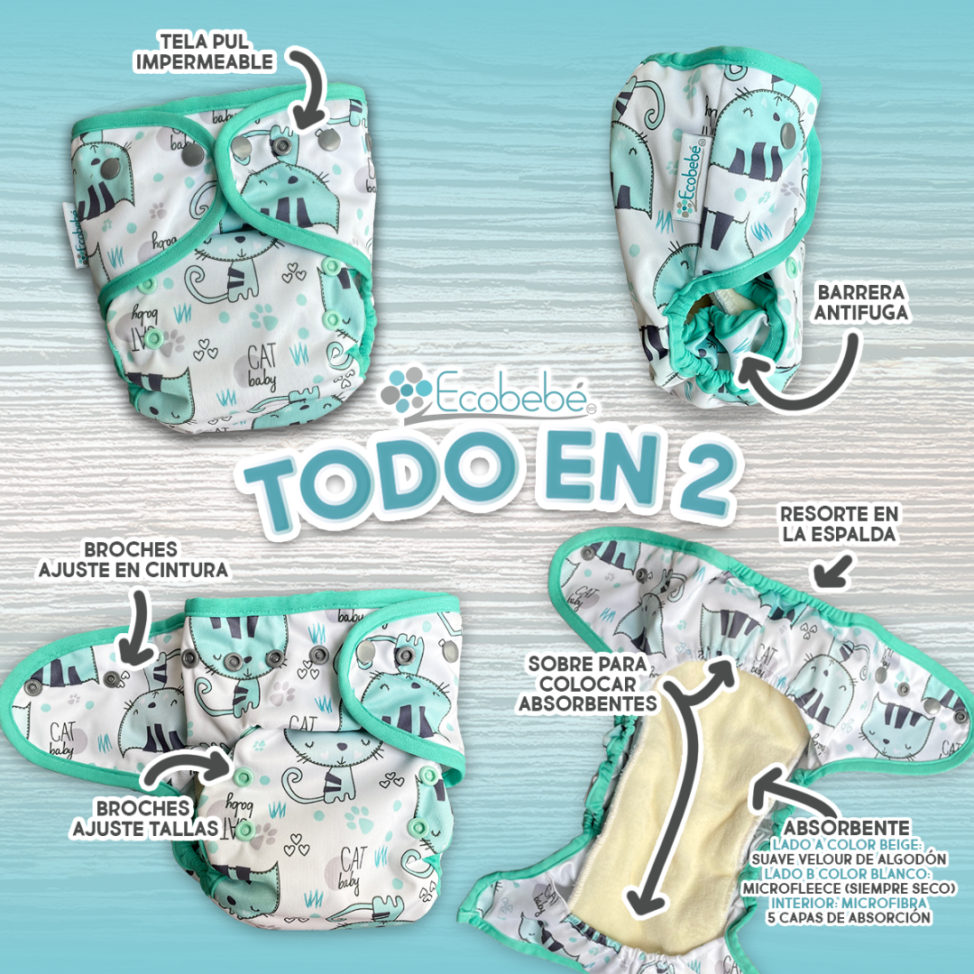 Pañal Todo en 2 l TE2 Ecobebé Estampado
